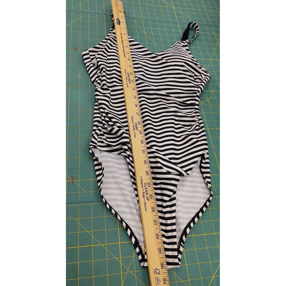 Merona Size M Black & White Striped No Wire Padded Bra Swimsuit Bathing Suit - Picture 11 of 12